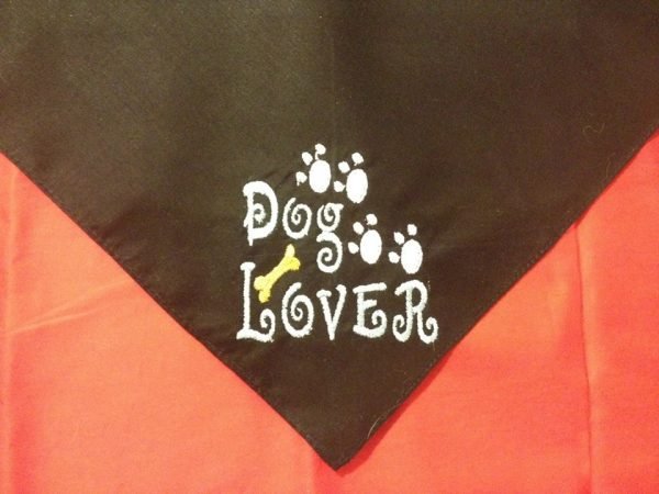 Embroidered bandana with dog lover, bone and paw prints by Colleen's Creations