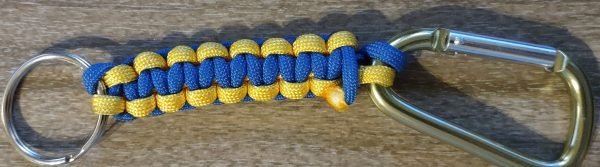 blue and gold paracord keychain