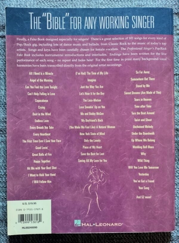Professional Singer's Pop Rock Women's Edition sheet music book