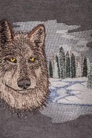 embroidered wolf head