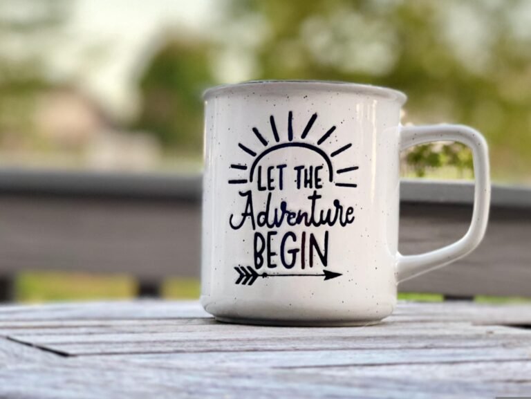 Let the adventure begin cup – inspirational quote featured in Wondering Pennsylvania Quotes