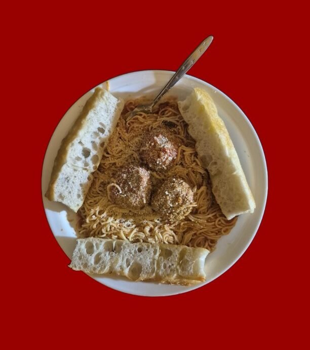 Home - Do you ever Wonder? 119 Spaghetti and meatballs served with focaccia bread